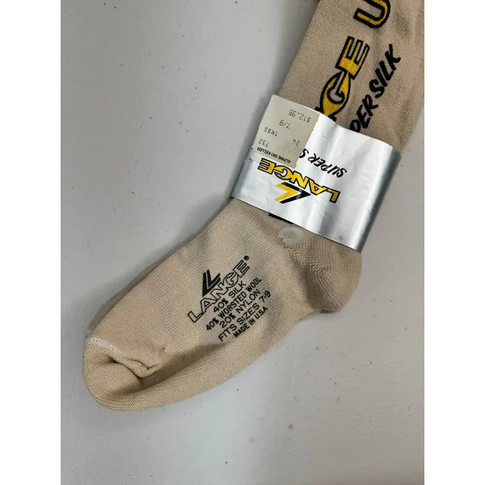 VTG Lange USA Super Silk Winter Ski Socks Silk/Wool Blend Fits Size 7-9 USA Made